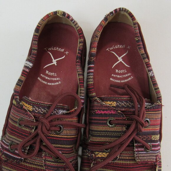Twisted X Boots Red/Multi Women's Boat Shoes Driving Mocs D Toe Size 7 - Picture 8 of 11